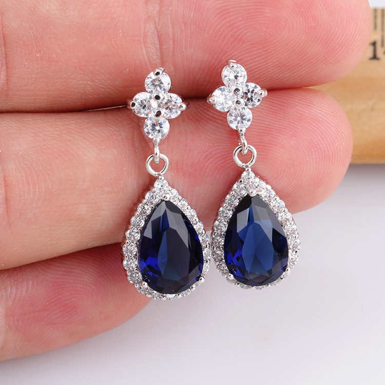 

Water drop AAA Zircon Earrings 925 Sterling Silver European and American fashion accessories gorgeous manufacturers