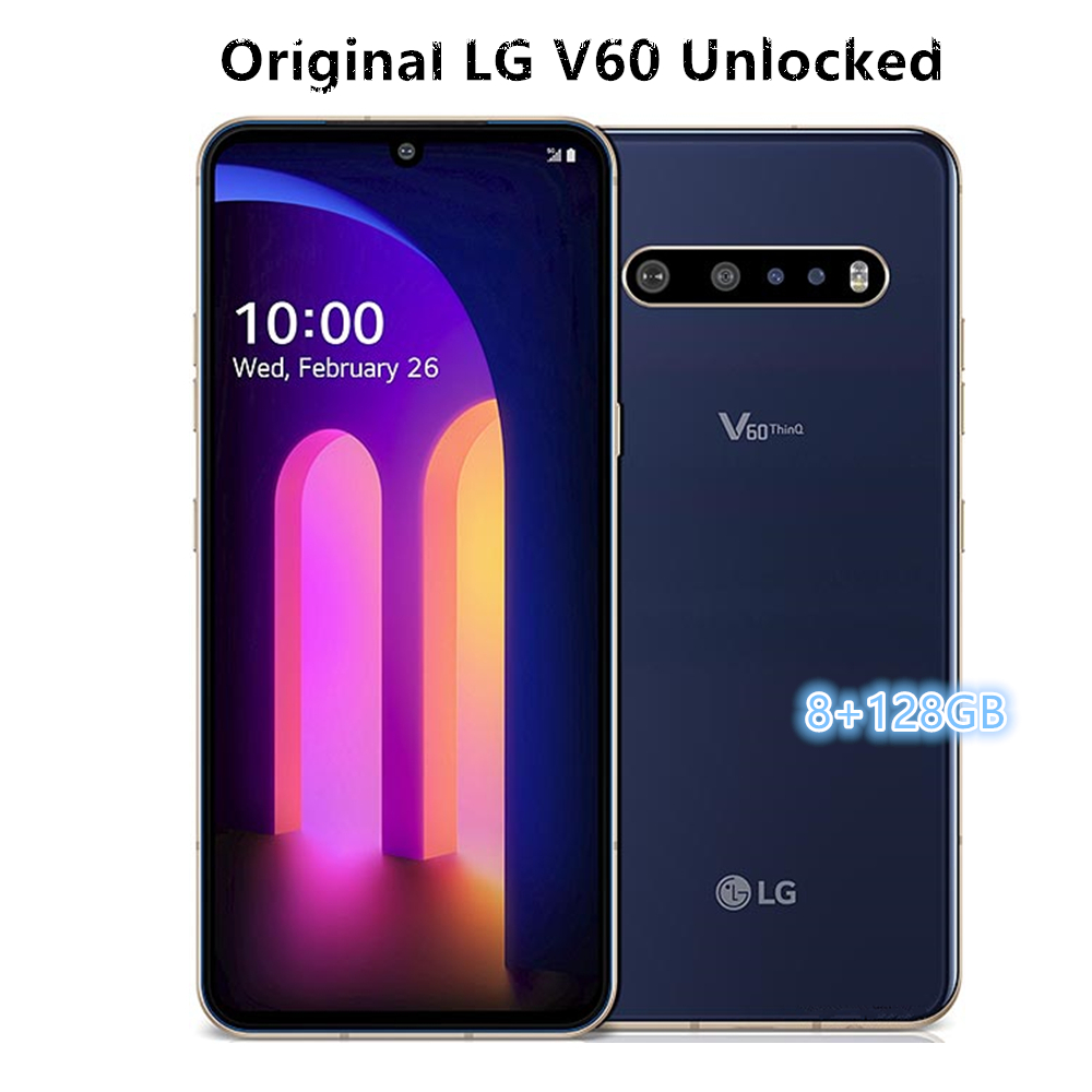 

LG V60 ThinQ 5G V600 6.8 inche Octa-core 8GB RAM 128GB ROM phones 64MP Triple Camera 1 SIM Fingerprint Original Unlocked Cellphone 1pc, Blue