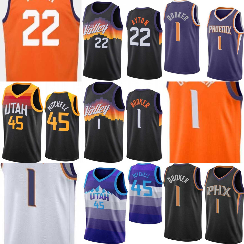 

Devin 1 Booker Basketball Jersey Chris 3 Paul Mens Donovan 45 Mitchell DeAndre 22 Ayton city jerseys, As