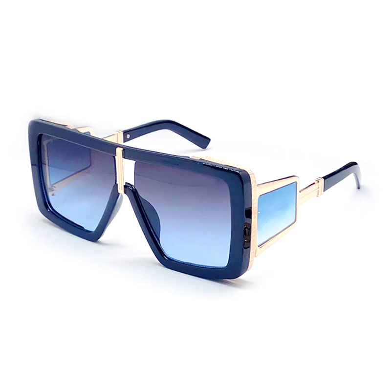 Lunettes de soleil pour hommes Lunettes de soleil à la mode pour les femmes Simple Cadre en métal sans rinçage Ornemental Or Modifié Bras UV400 B