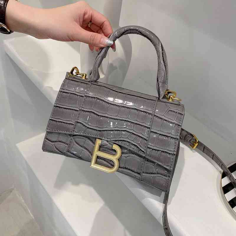 

Simple crocodile handbag new bright leather casual shoulder bag letter messenger women's bag Purses_Y1OJ, White