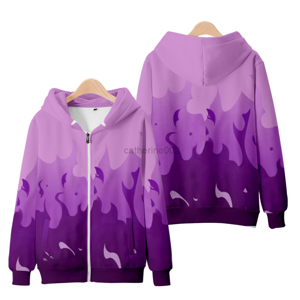 

Aphmau Merch Men Hoodie Zipper Flame Purple And Red 3D Print Cool Zipper Coat for Women Streetwear Clothes Kawaii Kids Tops G220813, As picture