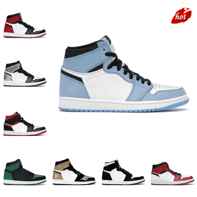 

TOP High Quality Basketball Shoes Mens 1 1s Jumpman Electro Orange Mocha Hyper Royal Chicago Patent Black White Gold Silver Toe University Blue, #20