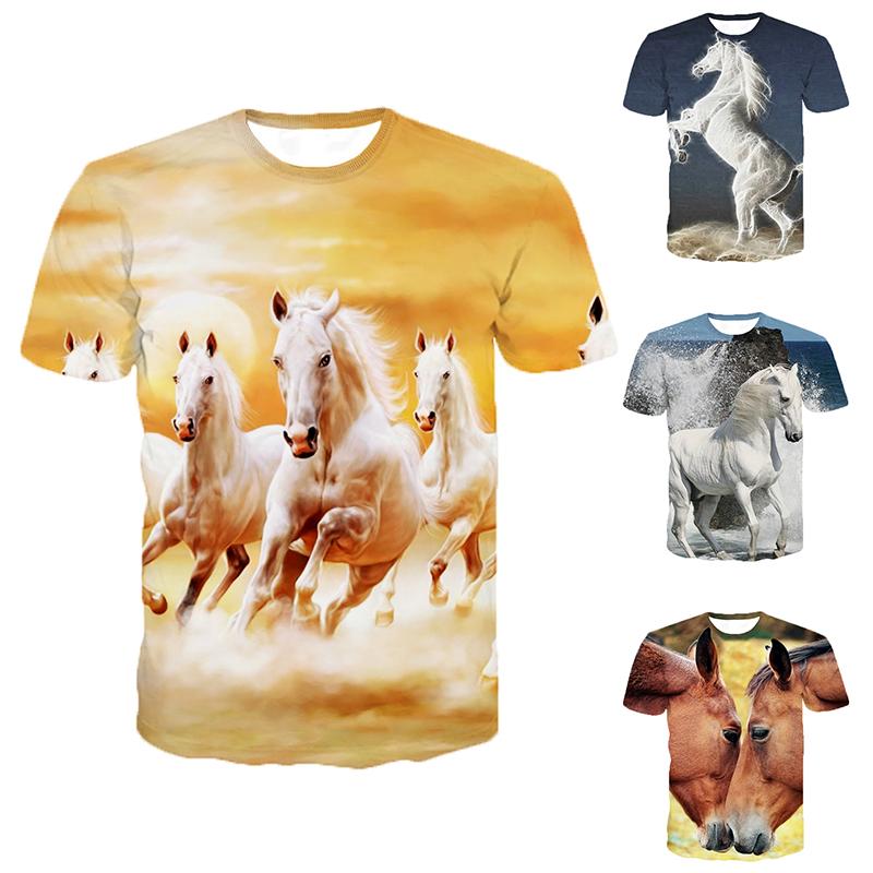 

Men's T-Shirts 3d Printed T-shirt Animal Outdoor Loose Personality Horse, Navy blue