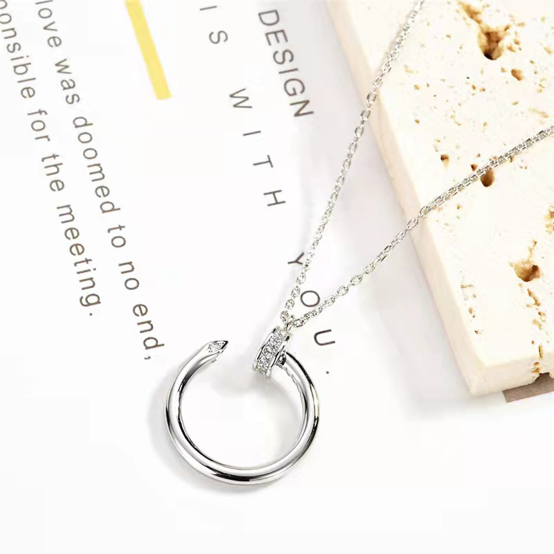 Brand Classic Designer Nail Necklace Fashion Crystal Pendant Necklace for Women High Quality Stainless Steel Necklace Jewelry Gifts