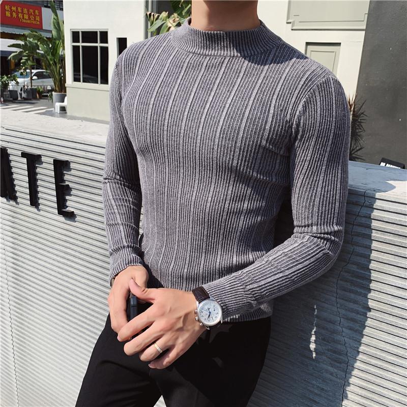 

Men's Sweaters Simple Autumn Winter Pullovers Men Striped Sweater Casual Fashion 2022 Round Collar Slim Fit Stretched Pull HommeMen's, Black