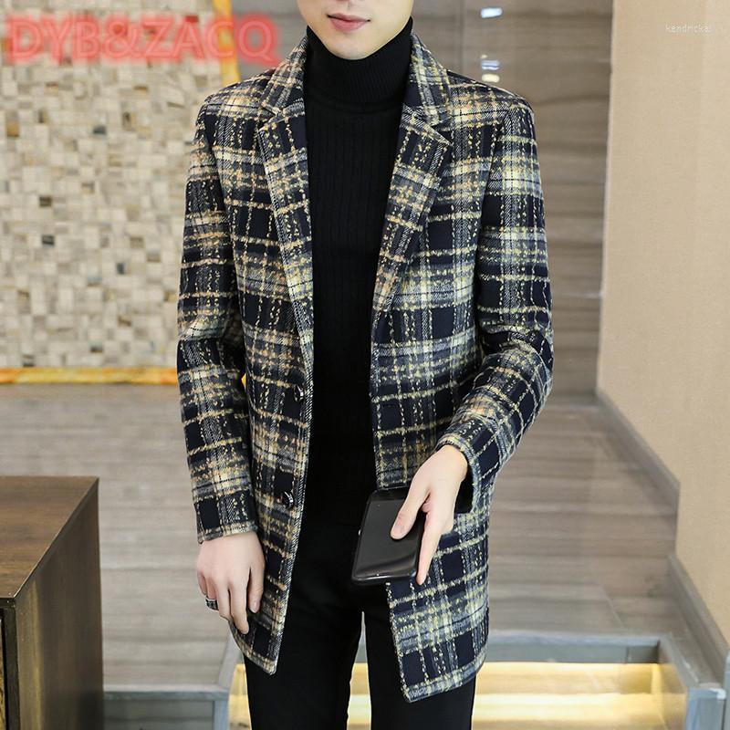 

Men's Wool & Blends 4XLMen's Fall Coat Trend Multi-match Tweed Trench Male Long Student Ruffians Handsome Sweater Wear Kend22, Black