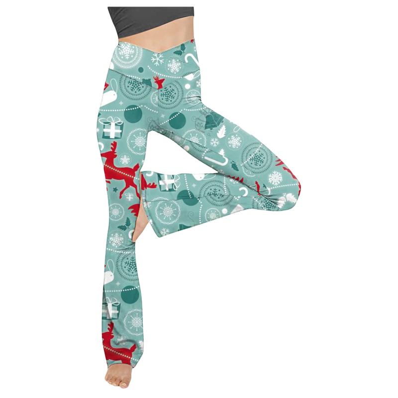 

Women's Pants & Capris Control Elastic Flare Women Tummy Leggings Through Boot Christmas Workout Yoga Print Waist High Cut No-See, Red