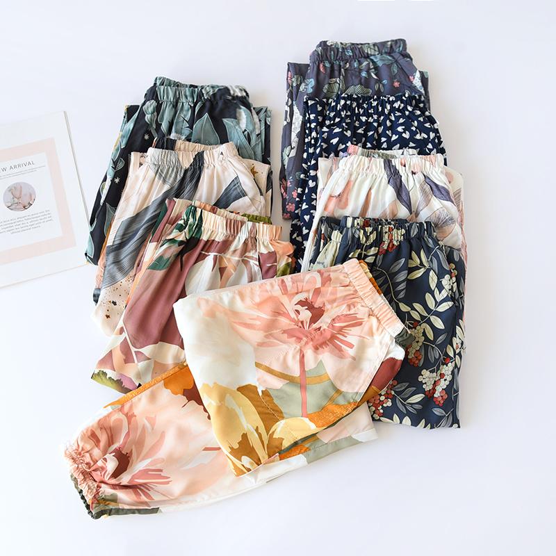 

Women's Sleepwear Pantalon Ancho Verano Suelto Pijama Mujer Seda Pyjama Femme Pants Women Pajama Satin Sleep Wear Pantalones Frescos Tallagr, Mori rabbit