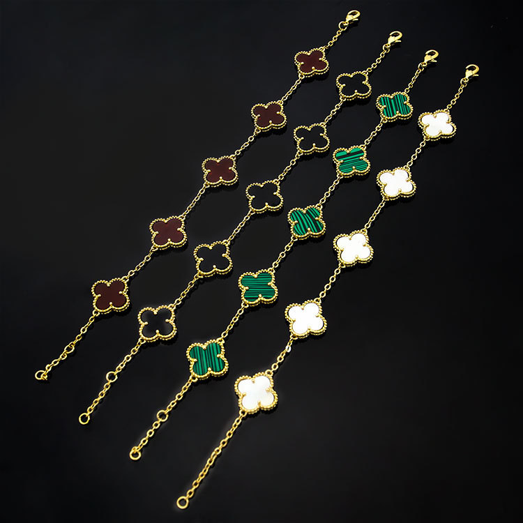 

Womens Luxury Designer Chain Bracelet Four-leaf Clover Cleef Bracelets 18K Gold Bracelets