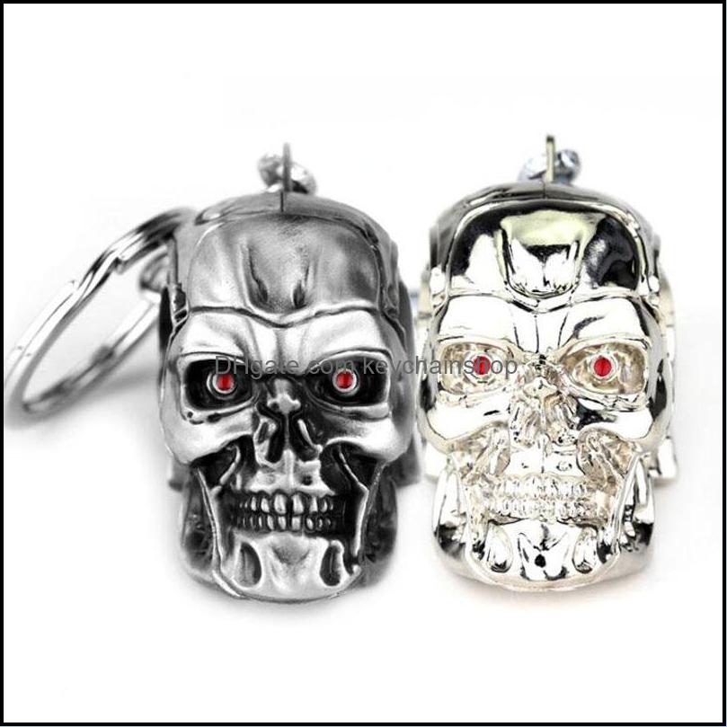 

10Pcs/Lot Fashion Keyrings Jewelry Sier Pendant Movie Terminator Skeleton Mask Keychain Skl Key Ring For Men Car Chain Drop Delivery 2021 Ri