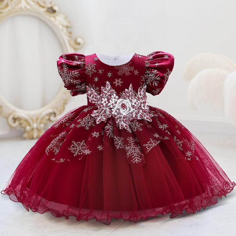 

Girl's Dresses Flower Toddler Baptism 1st Birthday Dress For Baby Girl Clothes Princess Lace Party Vintage Costumes CeremonyGirl's, Darkpink