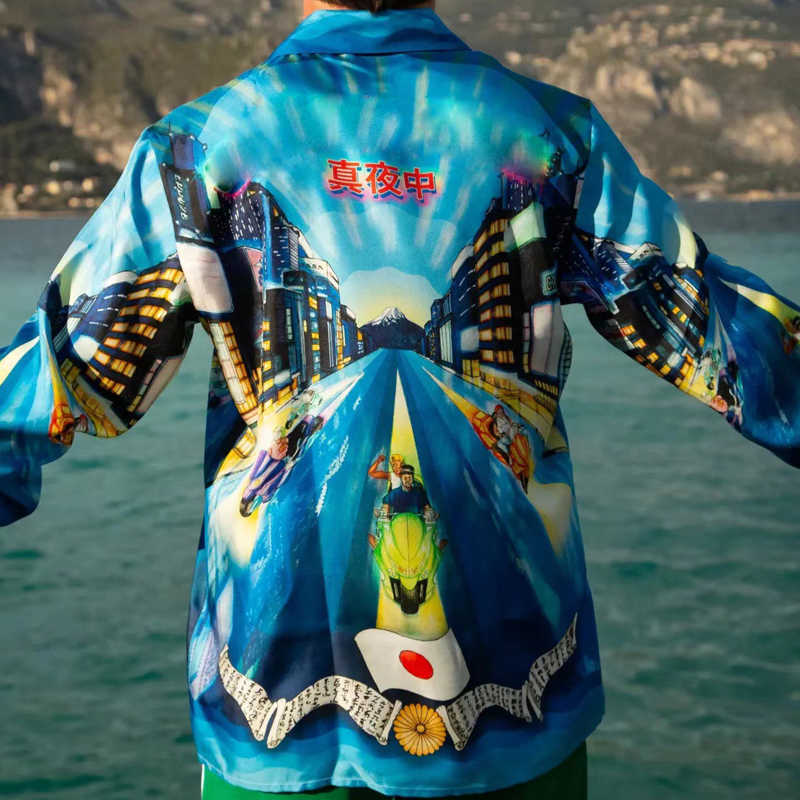 

22SS Casabblannca Tokyo Nights Shirts Man Women Fashion Summer Beach vacation long sleeve hawaii FZCS081, As pics