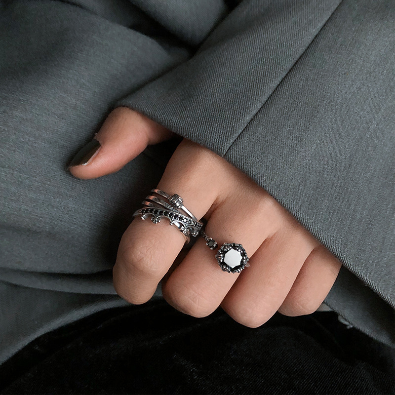 

High quality designer Rings Retro Crown Crosses titanium steel Adjustable open ring fashion S925 Silver woman jewelry birthday women's gift lovers couples ring