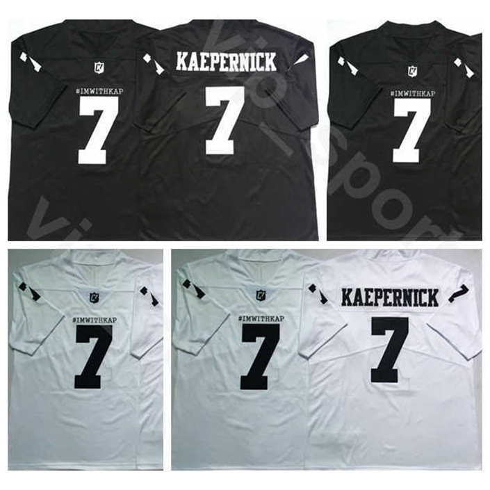 

C202 Imwithkap Movie 7 Colin Kaepernick Football Jersey Men University Black Team White Away IM WITH KAP I Know My Rights Breathable Hot