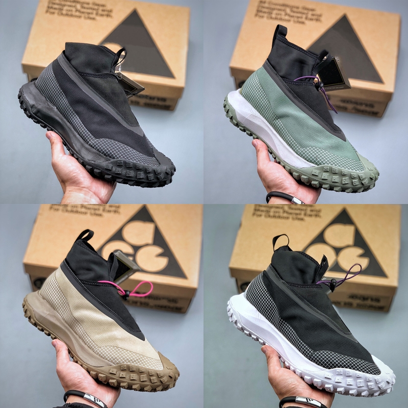 

Acg Mountain Fly Gore Tex Mens Running shoes Dark Grey Clay Green Khaki Outdoors Hiking Trail Lifestyle Sneakers Trainers, Color 4