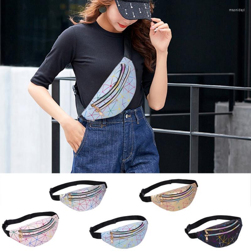 

Evening Bags Holographic Women Fanny Waist Bag Chest Belt Phone Pouch Wallet Sports Outdoor Pockets PackEvening, Pink