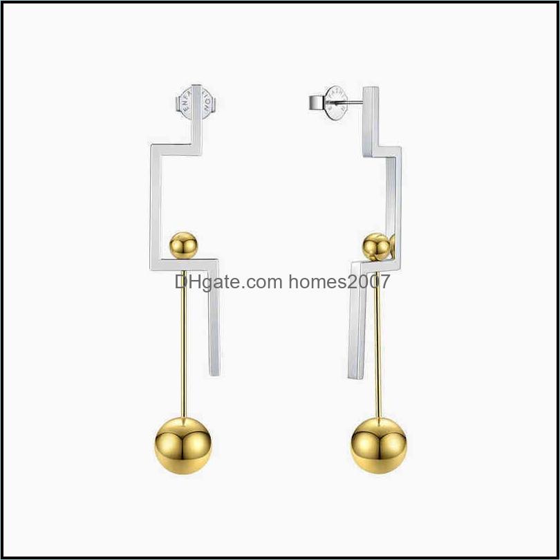 

Chandellier Earring Enfashion Geometric Nce Drop Earrings For Women Contrast Color Stainless Steel Long Hanging Earings Jewelry Oorbellen Eb