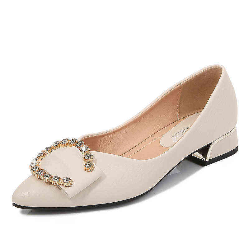

Dress Shoes Korean Elegant Flat Princess Shoes Luxury Rhinestone Metal Buckle High Heels Chunky Heeled Loafers 220319, Black