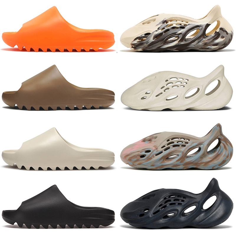 

With Box Slides Foam Runner Shoes Slippers Men Women Sandals MXT Moon Gray Cream Clay White Sandal Platform Sneakers Solid Trainers Rubber Runners Size 36-47, A9 36-45