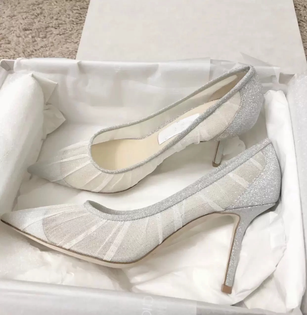 

Fashion Lady Wedding Dress Shoes Women's Sandals Love Mesh & Glitter Pumps Lady High Heels Pointed Toe Sexy Ladies Comfort Walking