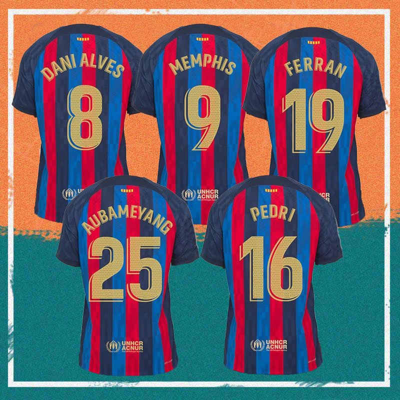 

21 22 23 ANSU FATI FERRAN Soccer Jersey 2021 O. DEMBELE F.DE JONG DEST PEDRI MEMPHIS COUTINHO barcelona maillots football shirt kids kit, 22/23 home ucl patch