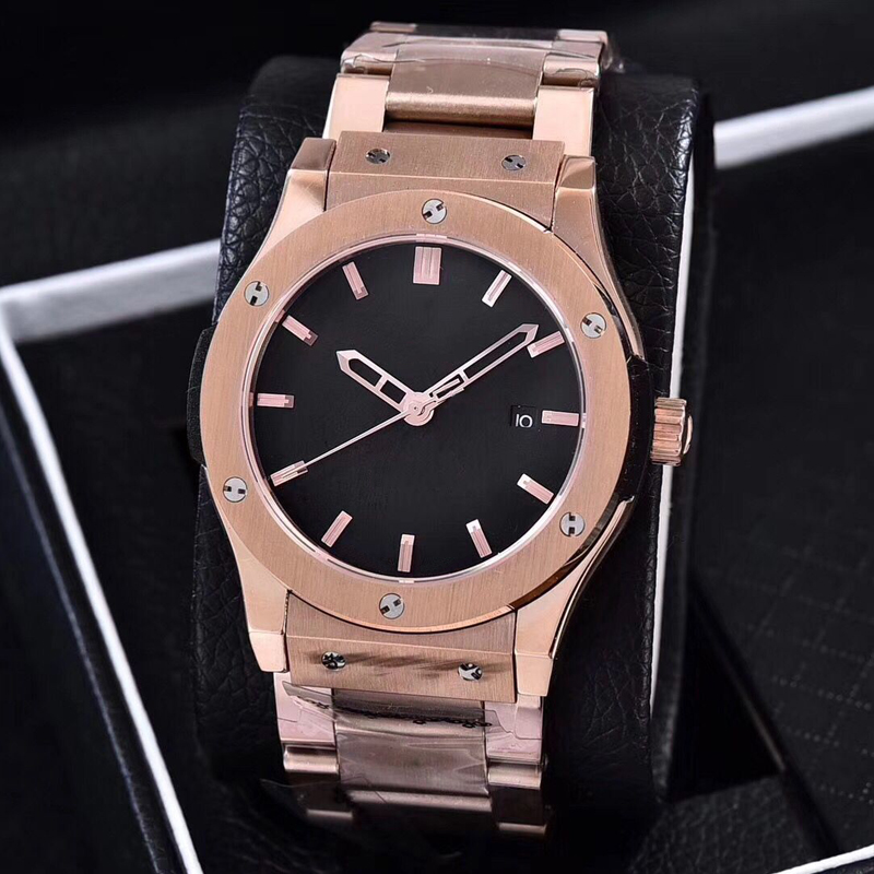 

6 Types Men's Luxury Automatic Mechanical Watch Rose gold Case Black dial Stainless Steel bracelet Requin NX Classic Fasion BANG watches, Box and papers