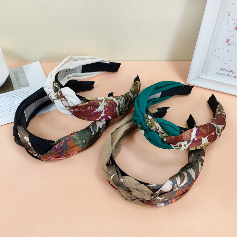 

Wholesale Designer Luxury Flower Print Knotted Hair Bands Headbands For Women Handmake Lether Letter Hair Hoop Girl Headband Sports Fitness Head Wrap Accessories