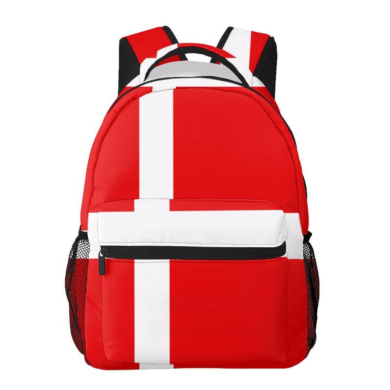 

Backpack Danish Flag Women Men Large Capacity Outdoor Travel Bag Casual, Black