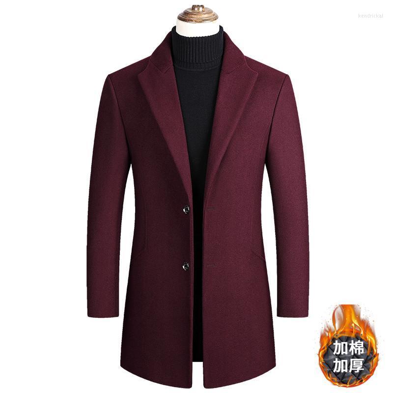 

Men's Wool & Blends Autumn Winter Woolen Coat Mens Warm Thicken Business High-end Man Blended Lapel Single-breasted Plus Size Jacket Kend22, Black