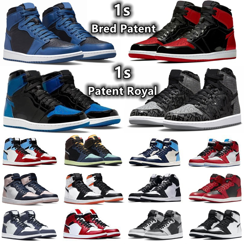 

1 1s mens Basketball Shoes Sneakers Rebellionaire Bred Patent Dark Mocha Marina Blue Bubble Gum Obsidian Shadow Royal Toe Twist men women, Color#1