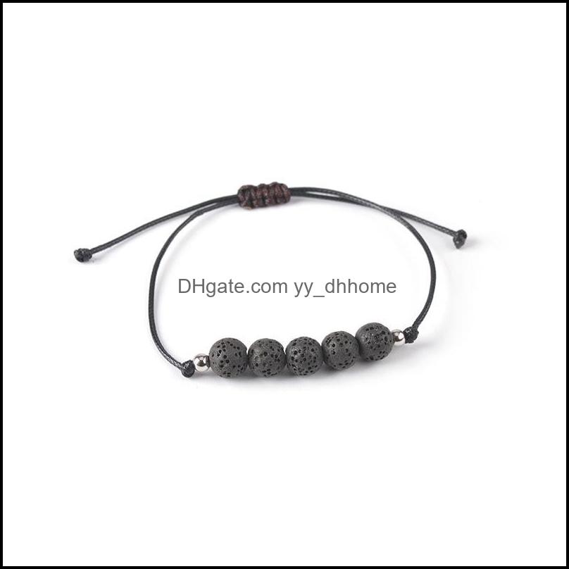 

Beaded Strands Colorf Lava Stone Beads Strand Bracelet Lover Couple Friendship Bracelets Adjustable Rope Essential Oil Diff Yydhhome Dhpen