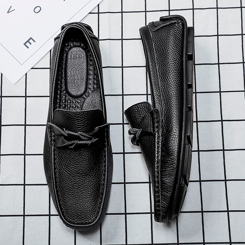 

Man Shoes Classic Fashion Italian Style Genuine Leather Men Loafers Slip-On Good Quality Men Luxury Shoes Lightweight Moccasins, Black