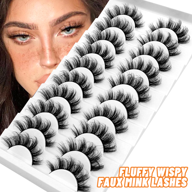 

GROINNEYA 5 10 Pairs 3D Faux Mink Lashes Fluffy Soft Wispy Natural long False Eyelashes Curly wholesale 220524