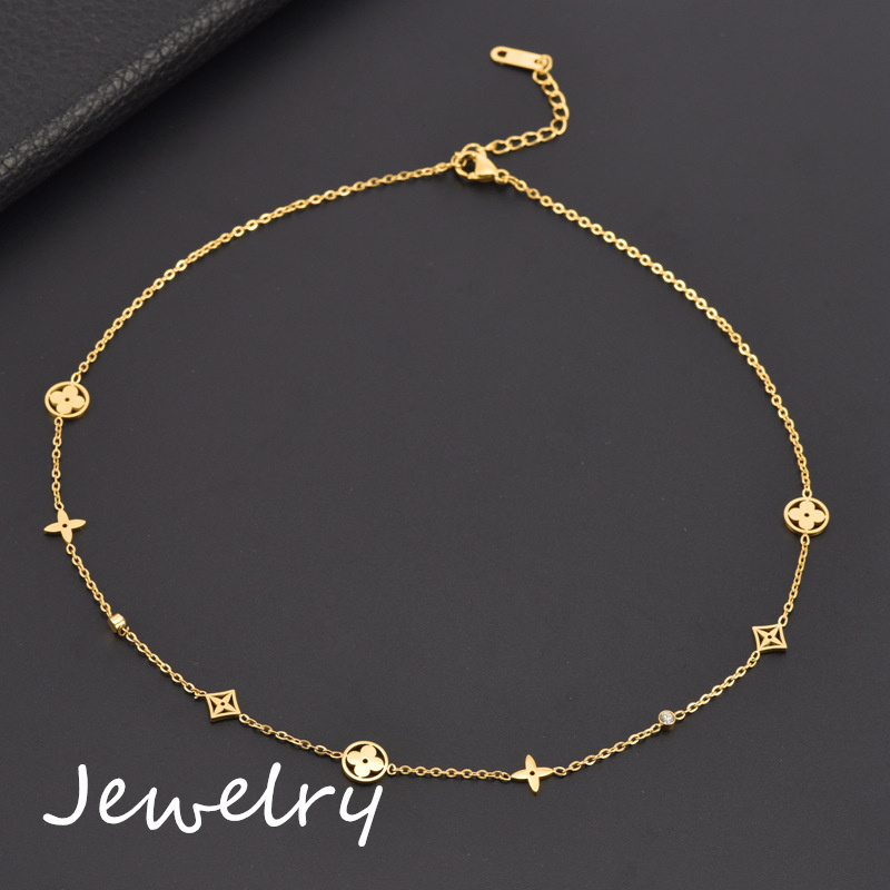 

Classic Brand Clover Pendant Stainless Steel Necklace Bracelet for Women Gift