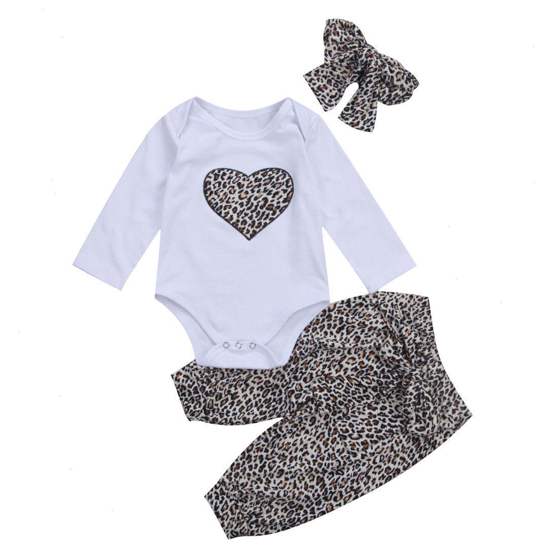 

Spring Autumn 0-24m Infant Baby Girls 3pcs Set Heart Leopard Print Long Sleeve Bodysuit Pants Headband Outfit, As picture