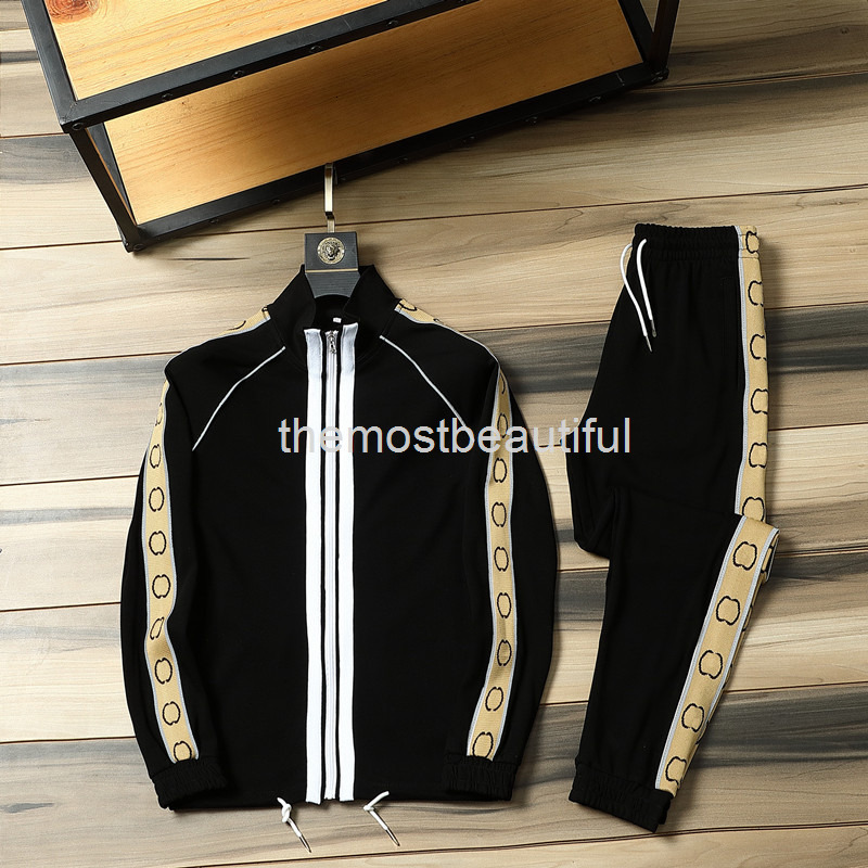 

Men's Tracksuits Casual sports suit men's and women's side double g reflective Roman cotton cardigan two-piece set large fashion, 2# packing bag
