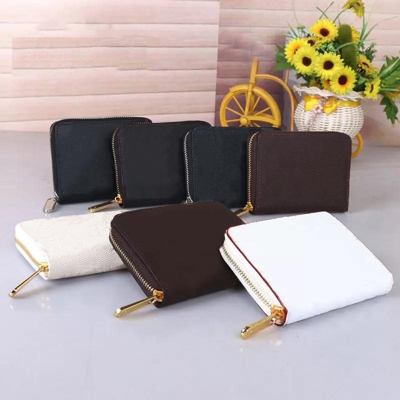 

original box brand Designer women pu Leather short wallets High quality card holder fashion Luxurys men clutch bag Zippy coin purse 7 colors small cute L, Brown grid