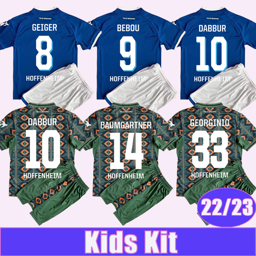 

22 23 Hoffenheim Kids Kit Soccer Jerseys BEBOU DABBUR BAUMGARTNER KRAMARIC BECKER SKOV GEORGINIO RAUM BRUUN LARSEN Home Special Edition Football Shirt, Tz11033 22 23 home no socks