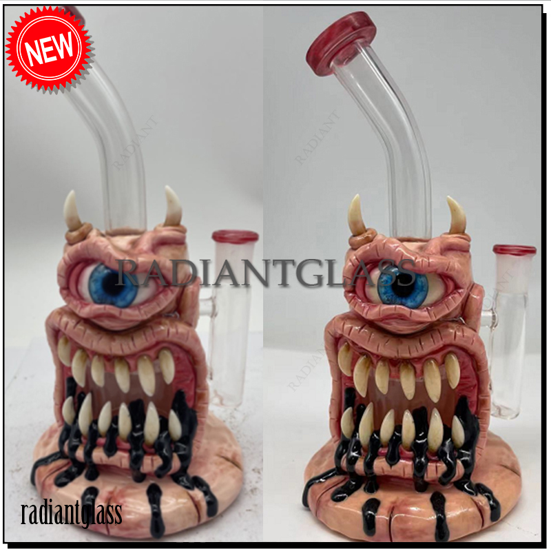 

Hookah 7" Glass Bong Cult Evil Heady Bong Big Jaw Honeycomb Small Mini Dab Rig Oil Rigs With 14mm Bowl Handmade