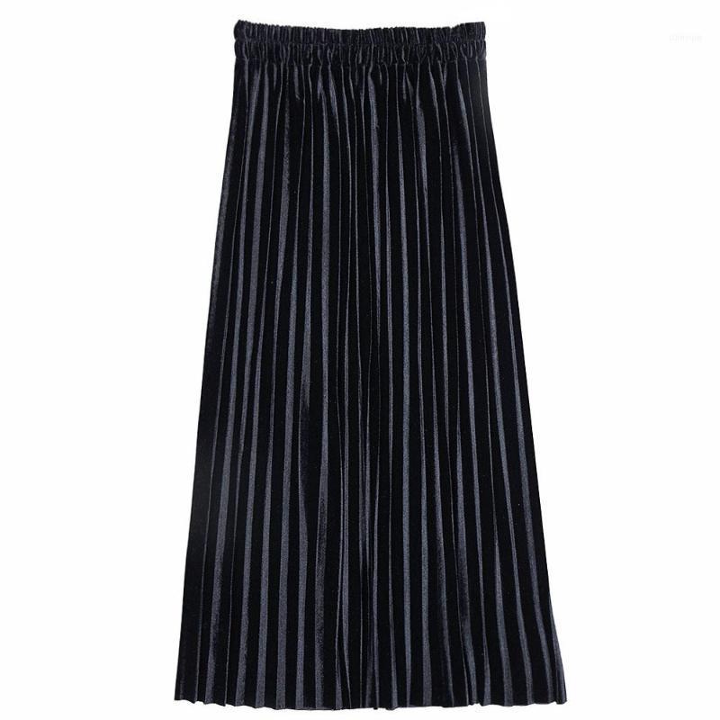 

Skirts Women Sweet Vintage Office Lady Plus Size Pink Elegant Pleated Solid Summer 2022 Velvet High Waist Female Fashion1, Beige