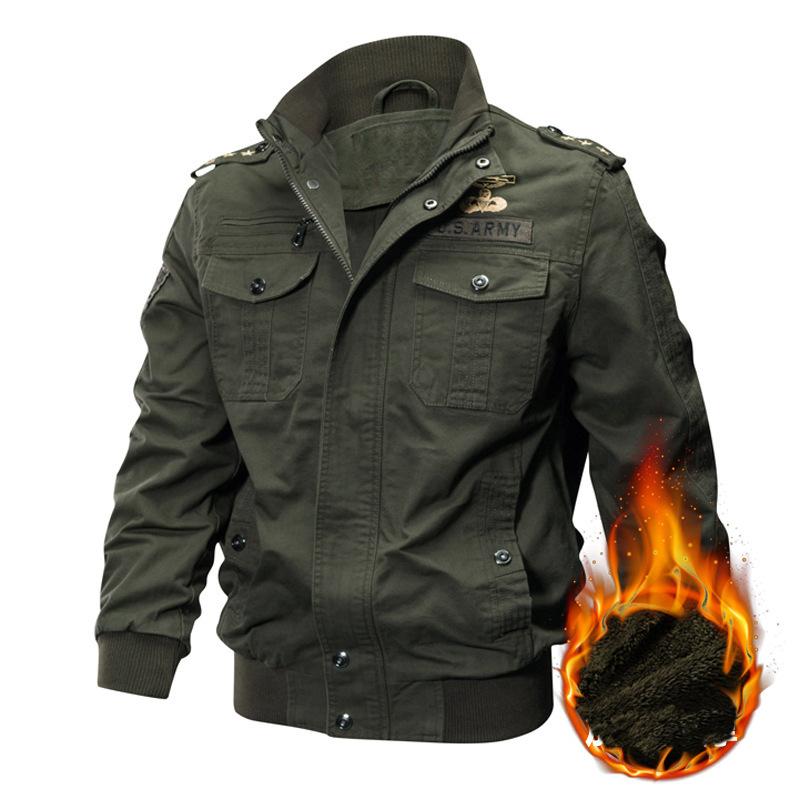 

Men's Jackets European Men's Flight Jacket Military Fans Tactical Denim Men Clothing Winter CoatMen's, Black