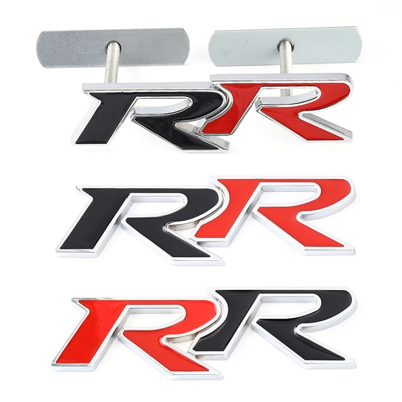 

For Honda RR Civic Mugen Accord Crv City Hrv FIT Jade 3D Metal RR Logo Car modification Sticker Grille Emblem Trunk Badge Decals, Red black-sticker