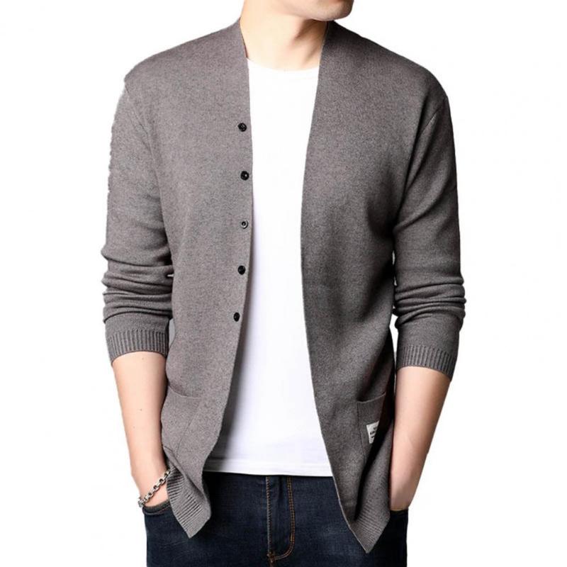 

Men's Jackets Men Sweater 2022 Fashion Mens Cardigan Coats Autumn Solid Color Streetwear Overcoat Casual Jacket Clothing, Black;brown