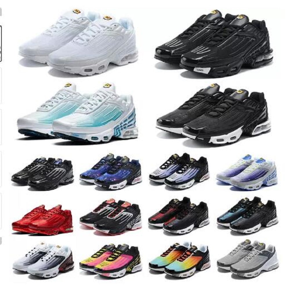 

Eur40--45 tn plus 3 running shoes mens trainers chaussures Triple Black Laser Blue Bred Hyper Violet Silver Red Smoke Grey outdoor sports sneakers, # 8
