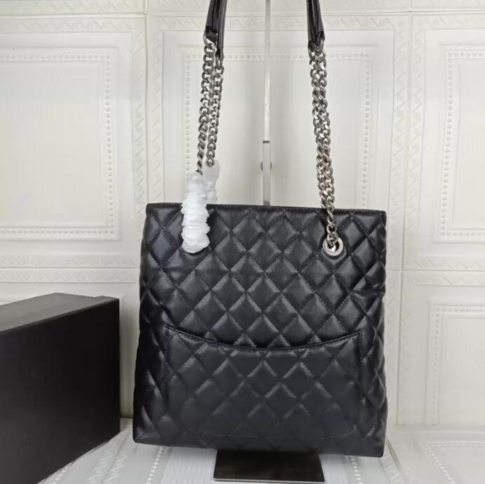 

SW 2022Ss F/W Ladies Vintage Classical Shopping Bags Caviar Leather Calfskin Aged Silver Hardware Chain Shoulder Purse Luxury Designer Outdoor Tote Handbags 30x9CM, Extra freight