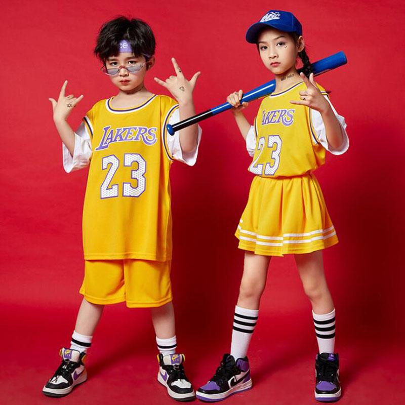 

Stage Wear Kids Hip Hop Show Clothing T Shirt Tops Skirt Shorts Basketball Uniforms For Girls Boys Jazz Dance Costume Cheerleader OutfitsSta, Skirt set