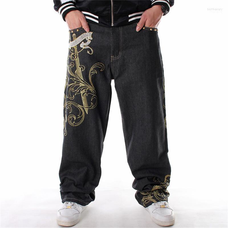 

Men's Jeans Men Street Dance Hiphop Fashion Embroidery Black Loose Board Denim Pants Overall Male Rap Big SizeMen's Bert22