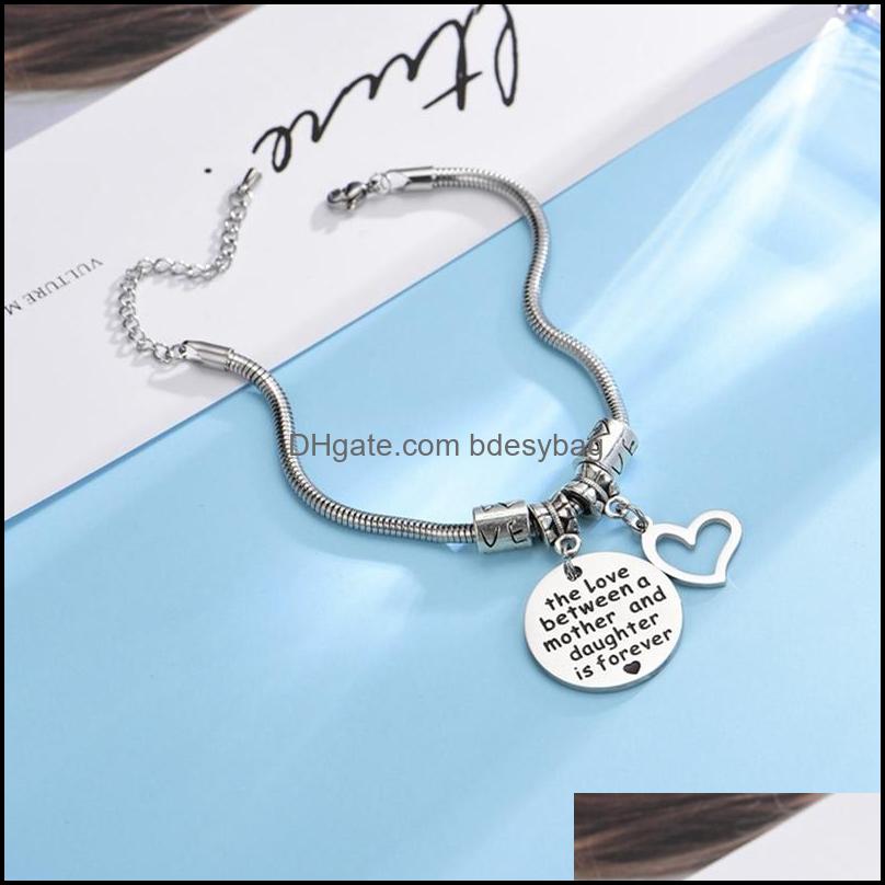 

Charm Bracelets Jewelry 1Pc Mother Stainless Steel S For Women Bracelet Mothers Day Gifts Daughter And Mom Dr Dh8B6