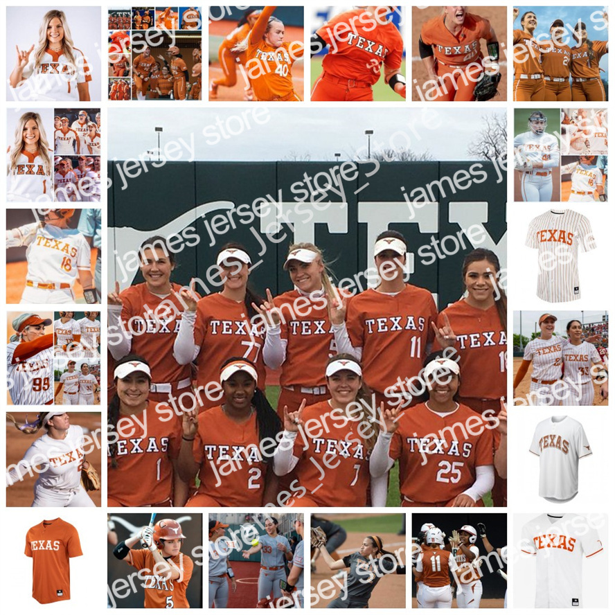 

Jam Custom Texas Longhorns Softball Baseball Jersey 22 Estelle Czech Logan Hulon Sophia Simpson 18 JJ Smith 44 Katie Cimusz McKenzie Parker Mia